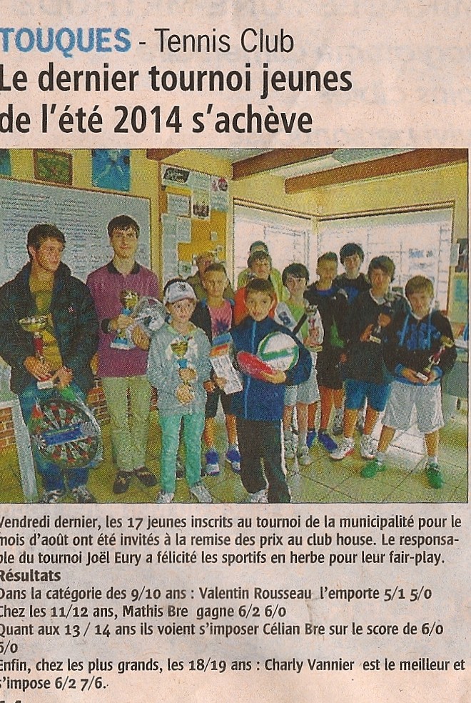 article PdA Tournoi jeune Août 2014