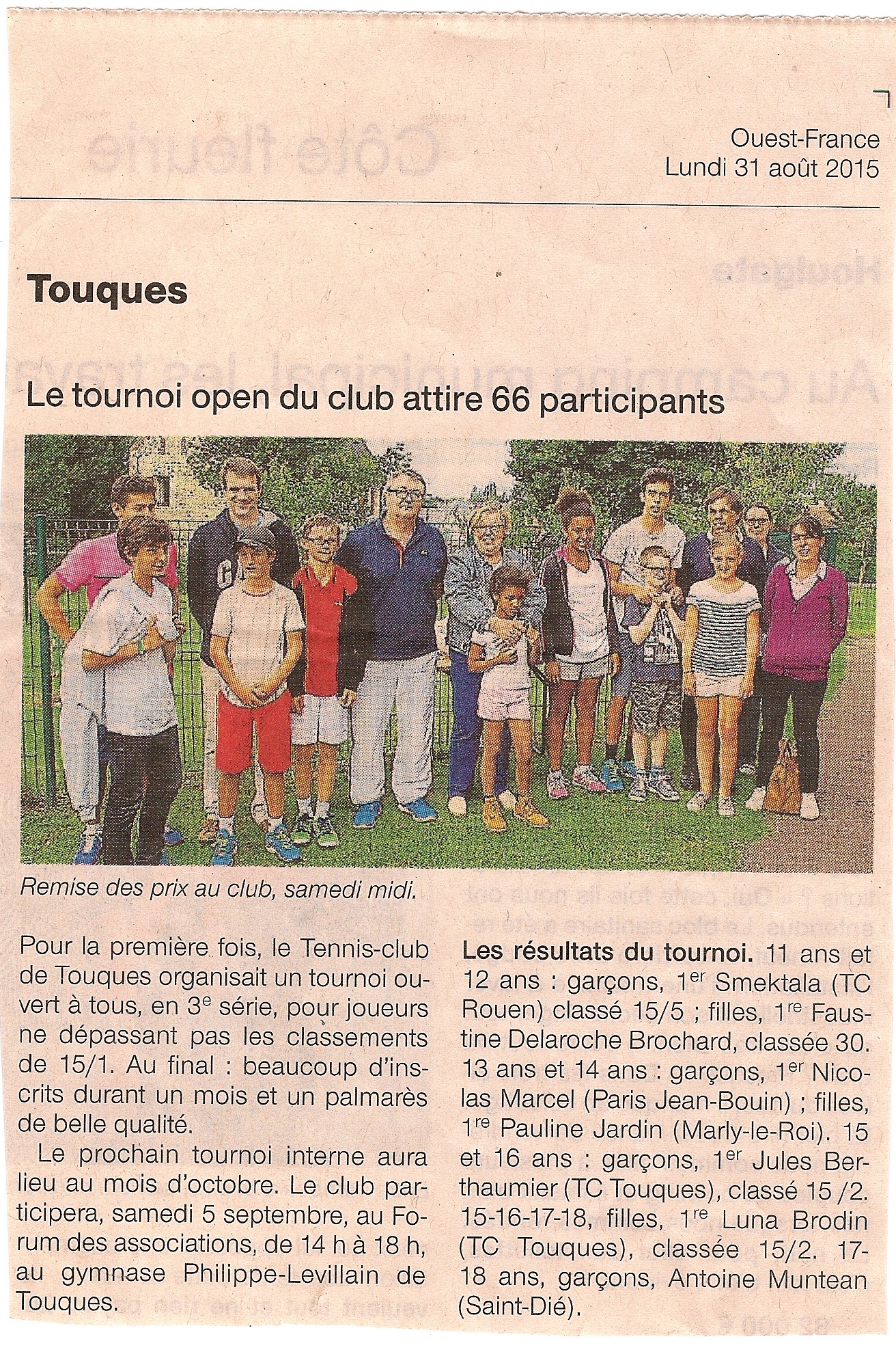 Ouest-France - 1er tournoi jeune homologué